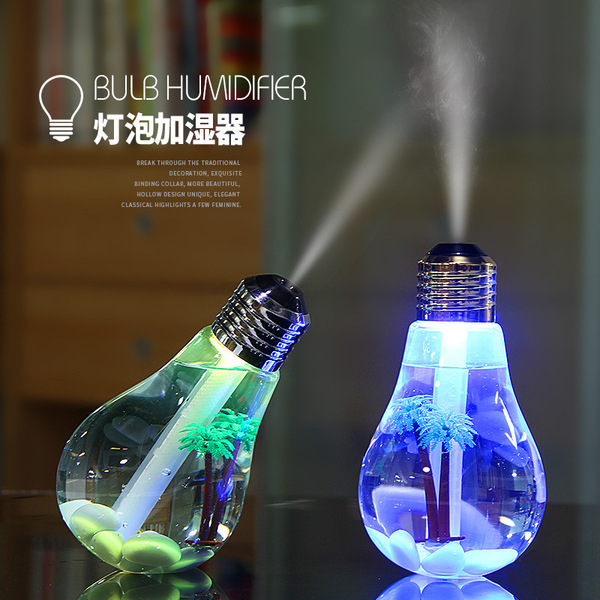 Bulb Humidifier Lamp Shade Decorative Lights Diffuser Purifier Atomizer with Colorful LED Night Light for Home Decor